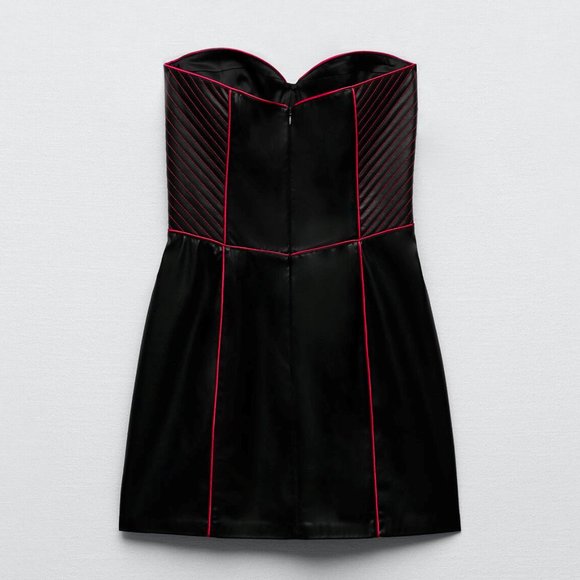 NEW Zara Blogger Fav Faux Leather Strapless Corset Mini Dress, Size L - Picture 10 of 16